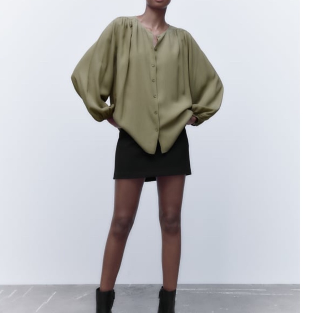 ZARA FLUID GATHERED BLOUSE